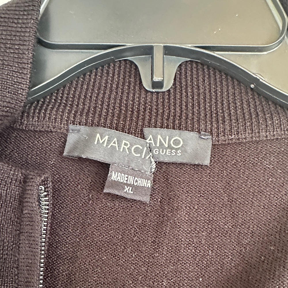 New GUESS BY MARCIANO Men's Black and Gray Full-Zip Sweater - Picture 7 of 8